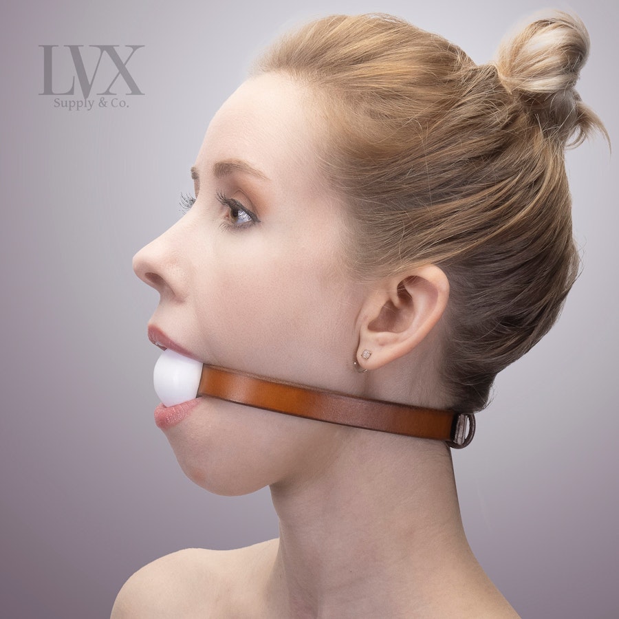 Quick Release Silicone Ball Gag, BDSM Ball Gag, Leather Bondage Gag, BDSM-gear for Submissive Toys Pet Play, DDlG, Femdom Slave | LVX Supply Image # 32497