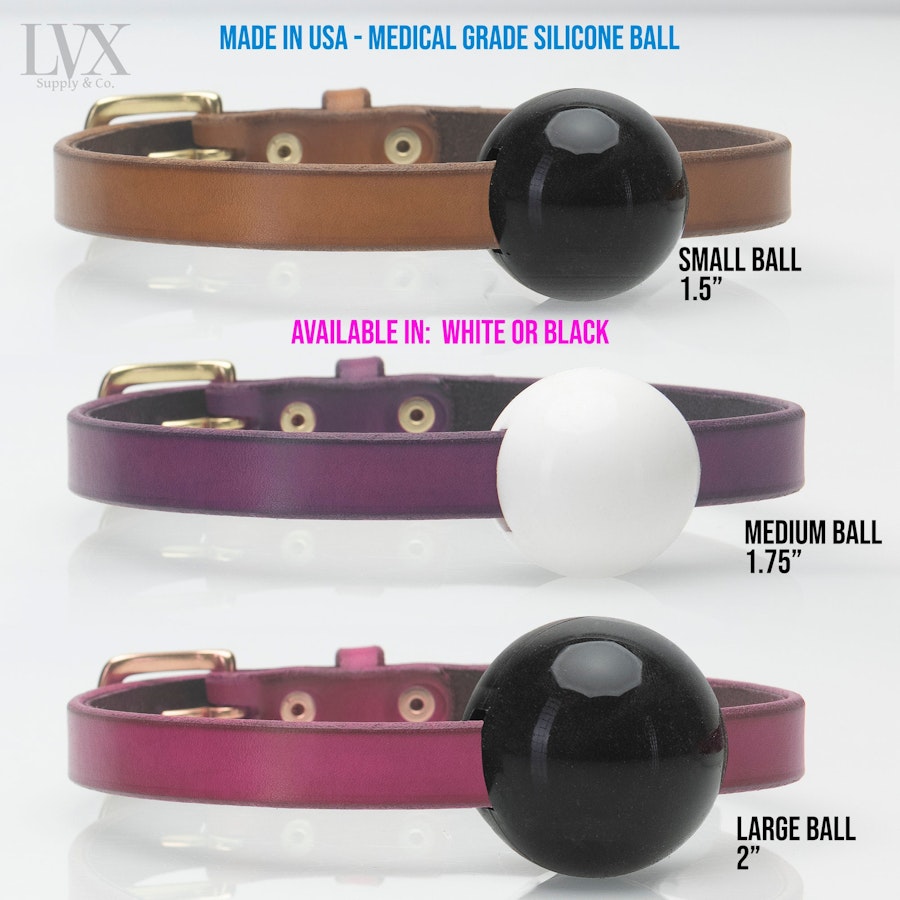 Quick Release Silicone Ball Gag, BDSM Ball Gag, Leather Bondage Gag, BDSM-gear for Submissive Toys Pet Play, DDlG, Femdom Slave | LVX Supply Image # 32498