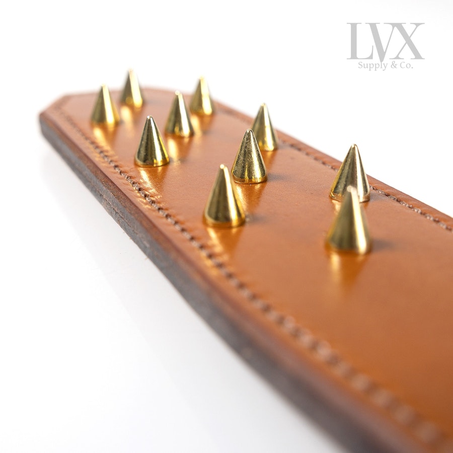 Studded Leather Spanking Paddle | Spiked Tawse Strap Paddle, Riding Crop, Spanking Belt, gear for submissive | BDSM Paddle by LVX Supply Image # 32283