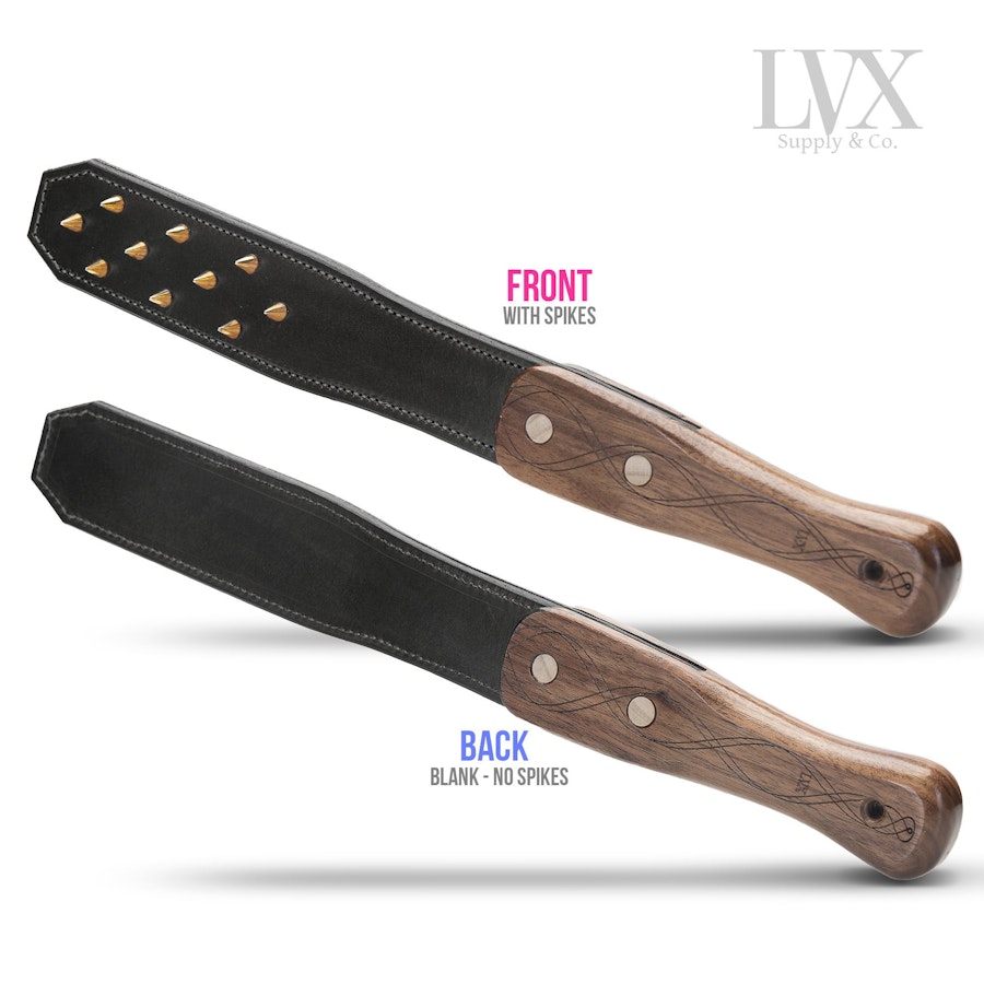 Studded Leather Spanking Paddle | Spiked Tawse Strap Paddle, Riding Crop, Spanking Belt, gear for submissive | BDSM Paddle by LVX Supply Image # 32284