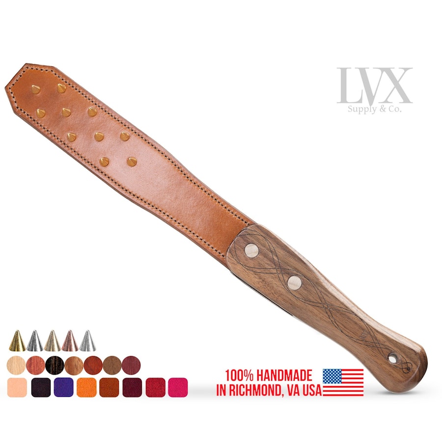 Studded Leather Spanking Paddle | Spiked Tawse Strap Paddle, Riding Crop, Spanking Belt, gear for submissive | BDSM Paddle by LVX Supply