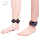 BDSM Collar & Cuffs Set | Suede Lined Leather Bondage Collar with BDsM Cuffs for Wrist + Ankle for DDLG Submissive Femdom Slave | LVX Supply Thumbnail # 32254
