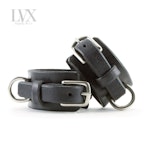 BDSM Collar & Cuffs Set | Suede Lined Leather Bondage Collar with BDsM Cuffs for Wrist + Ankle for DDLG Submissive Femdom Slave | LVX Supply Thumbnail # 32248