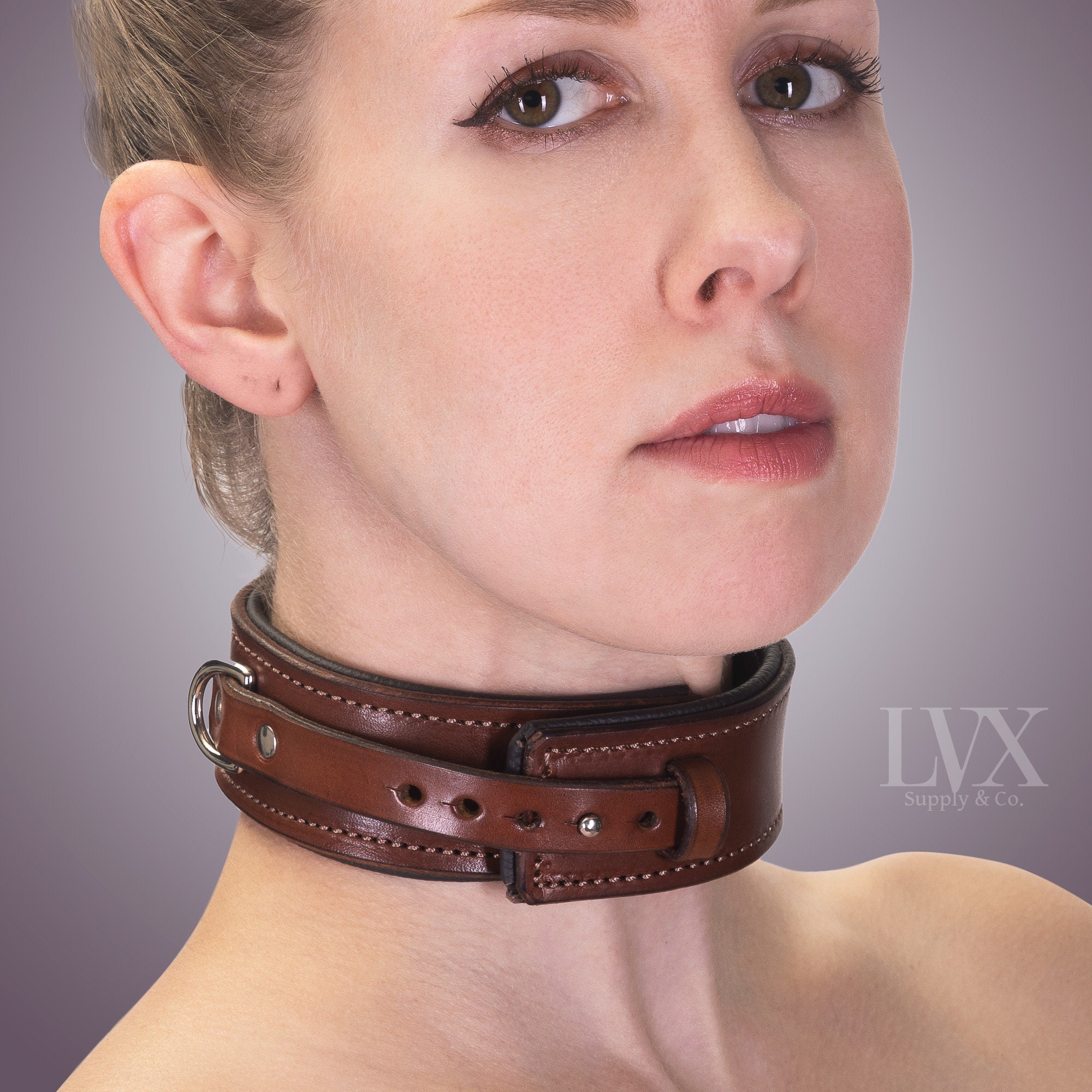 Slim Quick-Release BDSM Collar | Padded Leather Bondage Collar, DDLG Femdom Slave Pet Fetish | BDsM-Gear for Women Submissive | LVX Supply photo