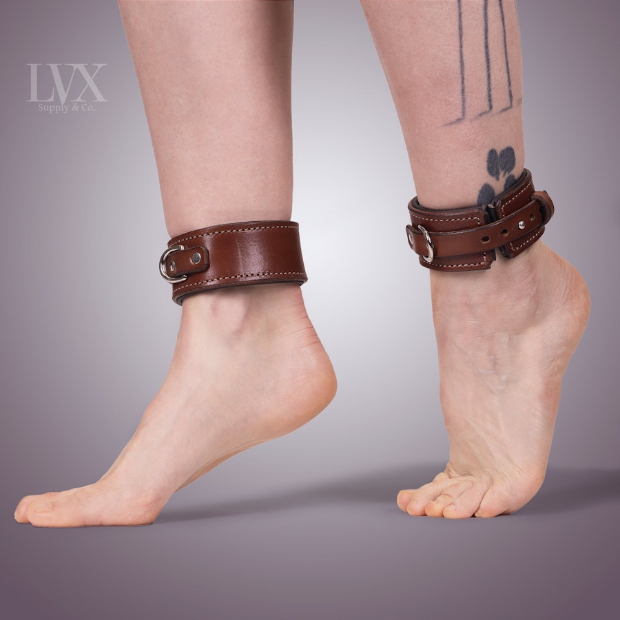 Slim Quick Release BDSM HogTie Set | Padded Leather Bondage BDSM Cuffs + Hog Tie | Submissive Restraints DDlg Slave | BDsM Toys | LVX Supply Image # 32491