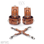BDSM HogTie Set | Padded Leather Bondage BDSM Cuffs with Hog Tie | Submissive FemDom DDlg Spreader Restraints BDsM Toys | Handmade LVX Supply Thumbnail # 34857