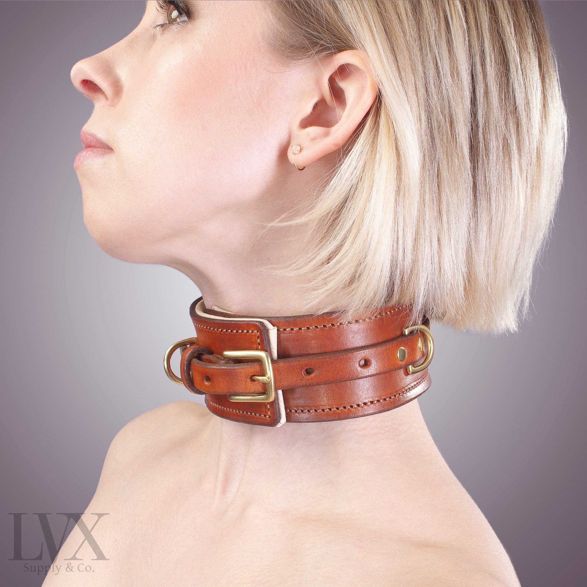 Padded Leather BDSM Collar | Leather Bondage Collar, DDLG Femdom Slave Pet Pony Play Fetish | BDsM-Gear for Women Submissive | LVX Supply photo