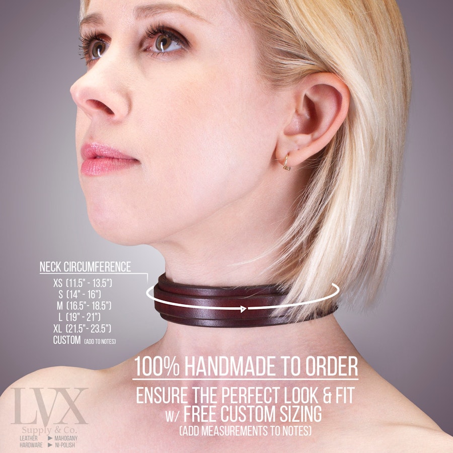 Low Profile BDSM Collar | Suede Lined Leather Bondage Collar for DDLG Submissive Femdom Slave Pet Play Fetish Wear BDsM-Gear | LVX Supply Image # 35322