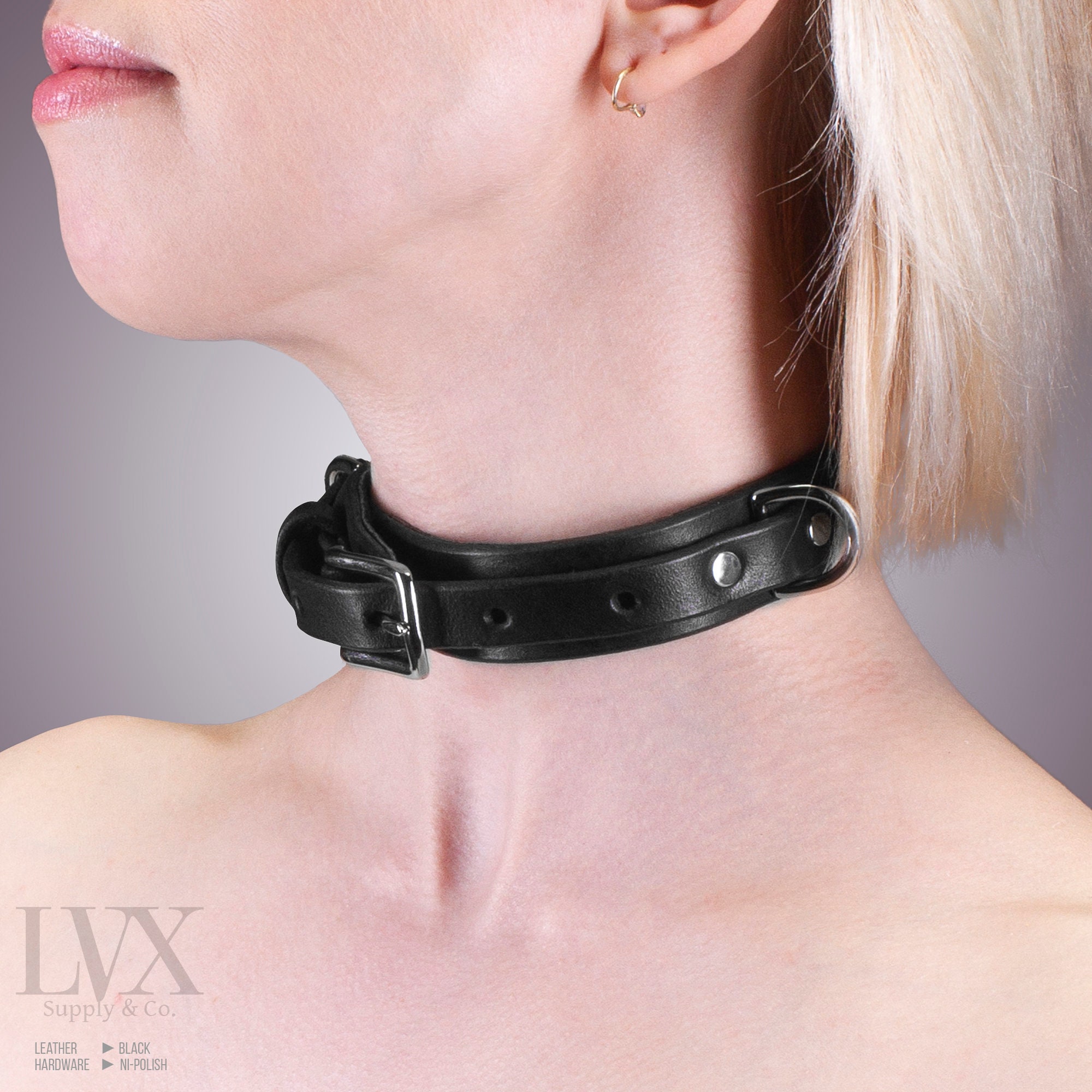 Low Profile BDSM Collar | Suede Lined Leather Bondage Collar for DDLG Submissive Femdom Slave Pet Play Fetish Wear BDsM-Gear | LVX Supply photo