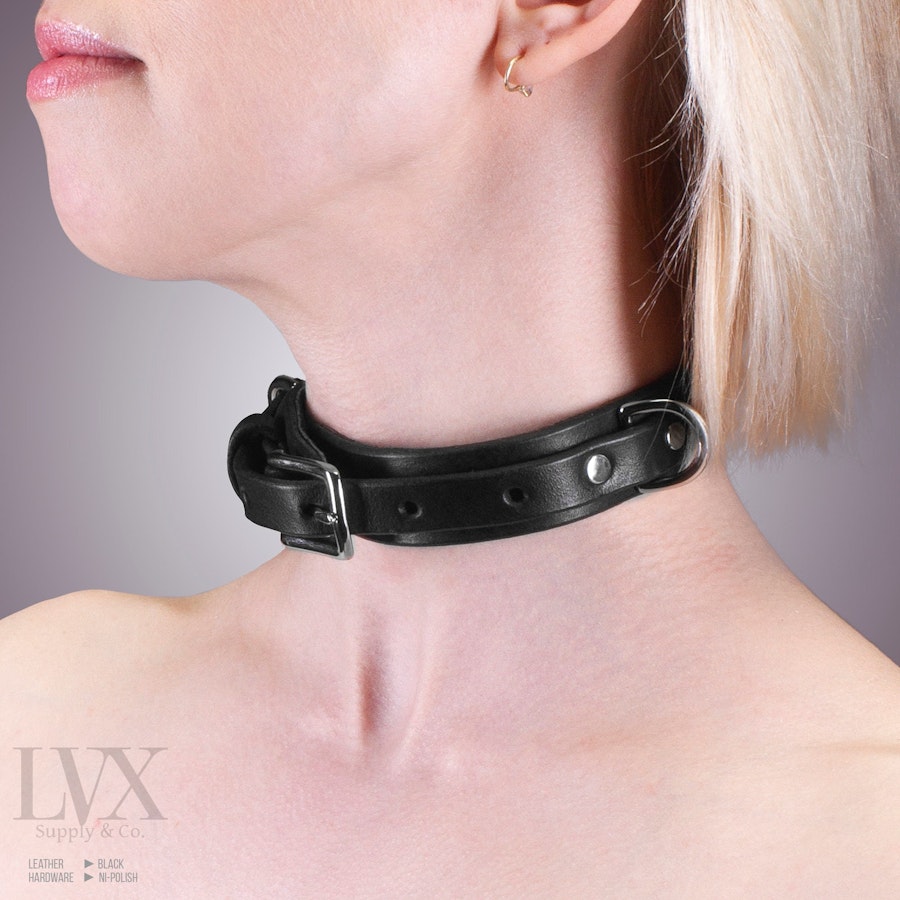 Low Profile BDSM Collar | Suede Lined Leather Bondage Collar for DDLG Submissive Femdom Slave Pet Play Fetish Wear BDsM-Gear | LVX Supply Image # 35316