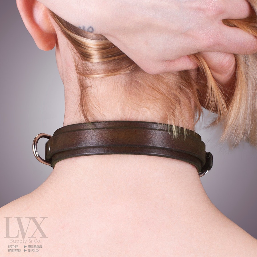 Low Profile BDSM Collar | Suede Lined Leather Bondage Collar for DDLG Submissive Femdom Slave Pet Play Fetish Wear BDsM-Gear | LVX Supply Image # 35317