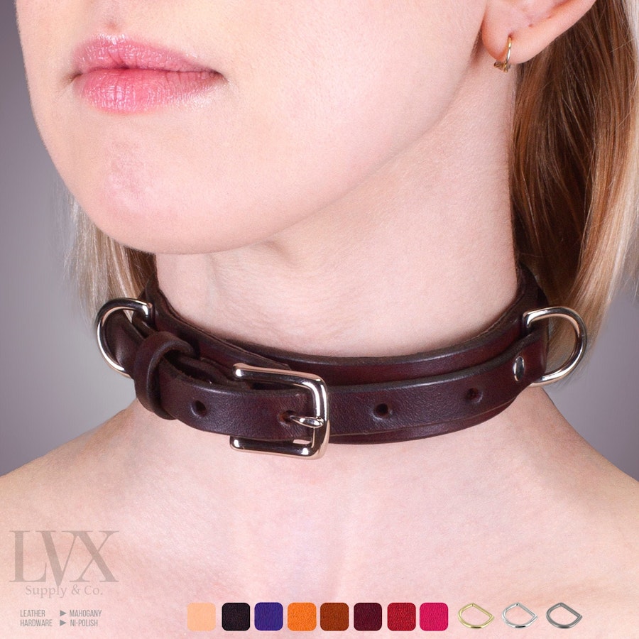 Low Profile BDSM Collar | Suede Lined Leather Bondage Collar for DDLG Submissive Femdom Slave Pet Play Fetish Wear BDsM-Gear | LVX Supply