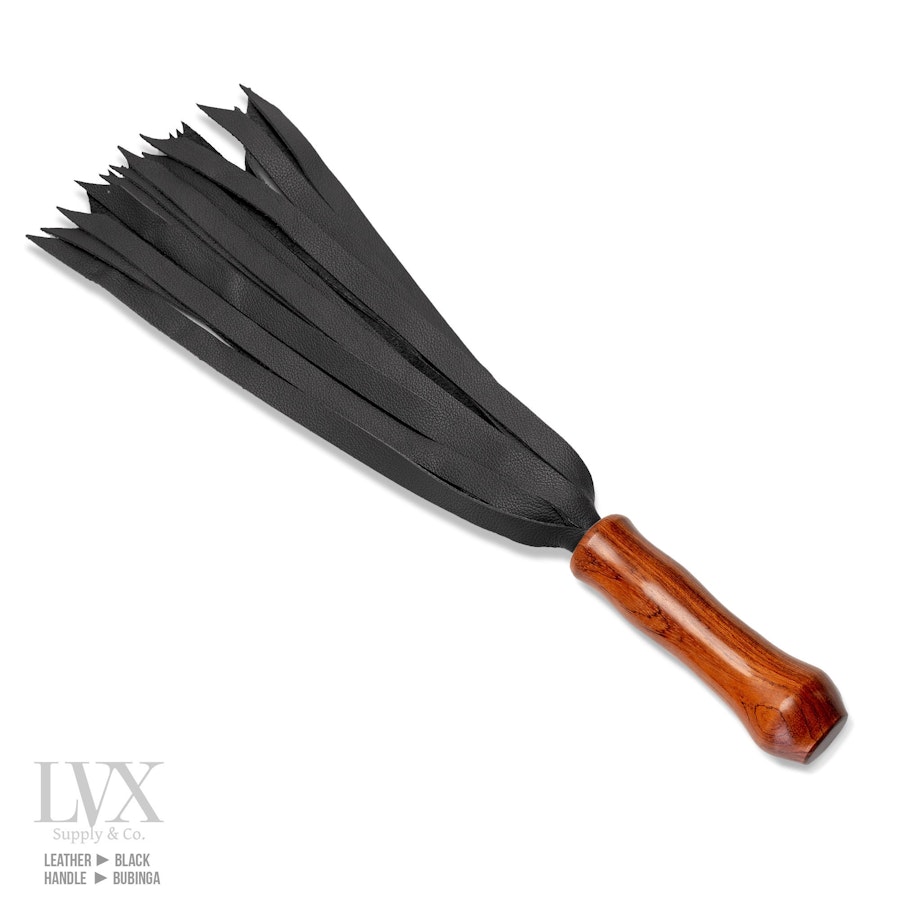 20x Angled Fall Leather Flogger | BDSM Flogger Carved Wood Handle for BDSM Flogging Spanking Femdom Submissive Slave Ddlg Toys | LVX Supply Image # 35255