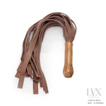 20 Sq Fall Leather Flogger | BDSM Flogger w Carved Wood Handle for BDSM Flogging and Spanking Femdom Submissive Slave Ddlg Toys | LVX Supply Thumbnail # 35950