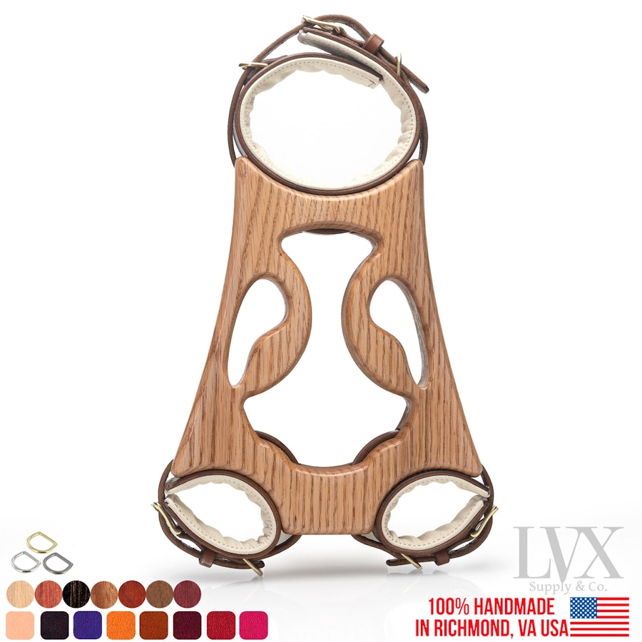 Padded Leather & Wood BDSM Fiddle | Submissive Pillory Slave Dungeon Stocks Leather Bondage Torture Device | BDSM Furniture by LVX Supply Image # 36049