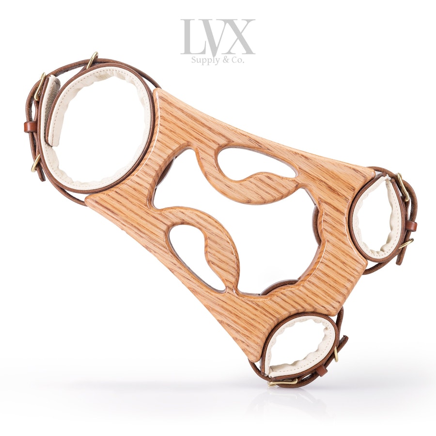 Padded Leather & Wood BDSM Fiddle | Submissive Pillory Slave Dungeon Stocks Leather Bondage Torture Device | BDSM Furniture by LVX Supply Image # 36050