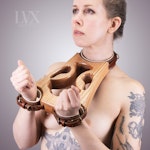 Padded Leather & Wood BDSM Fiddle | Submissive Pillory Slave Dungeon Stocks Leather Bondage Torture Device | BDSM Furniture by LVX Supply Thumbnail # 36051
