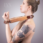 Padded Leather & Wood BDSM Fiddle | Submissive Pillory Slave Dungeon Stocks Leather Bondage Torture Device | BDSM Furniture by LVX Supply Thumbnail # 36052