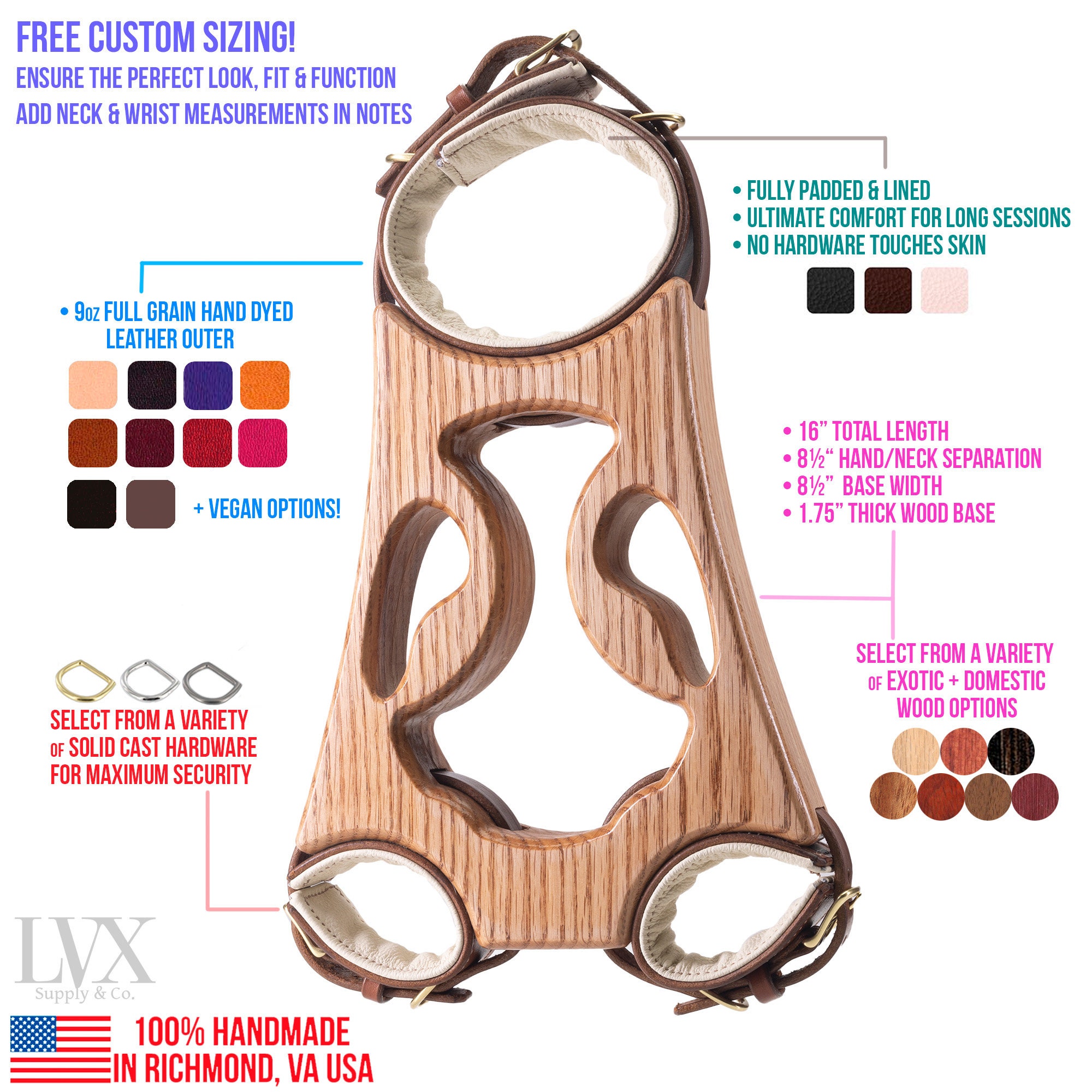 Padded Leather & Wood BDSM Fiddle | Submissive Pillory Slave Dungeon Stocks Leather Bondage Torture Device | BDSM Furniture by LVX Supply photo