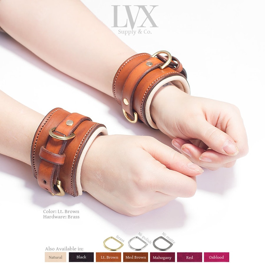DDLG Collar & Cuffs Set | Padded Leather Bondage BDsM Cuffs and Collar for Submissive Puppy Play | DDlg Set by LVX Supply Image # 34640