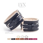 BDSM Collar & Cuffs Set | Padded Leather Bondage BDsM Cuffs + Collar for Submissive Slave Restraints | Professional Bondage Set | LVX Supply Thumbnail # 34870