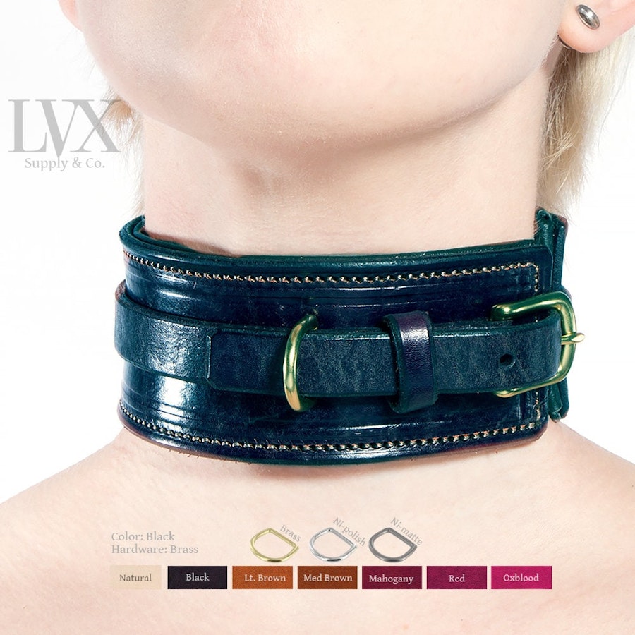 DDLG Collar Padded Leather CGL BDsM Collar for Bondage Submissive Femdom Slave Pet Pony Play | Age Play Collar by LVX Supply Image # 34831