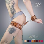 BDSM Leg Harness & Cuffs Set | Padded Leather Bondage Set | Thigh Harness Garters with Handcuffs Submissive Slave Restraints | LVX Supply Thumbnail # 34777