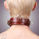 BDSM Collar | Suede Lined Leather Bondage Collar for DDLG Submissive Femdom Slave Pet Pony Play Fetish BDsM-Gear  | LVX Supply Thumbnail # 34707