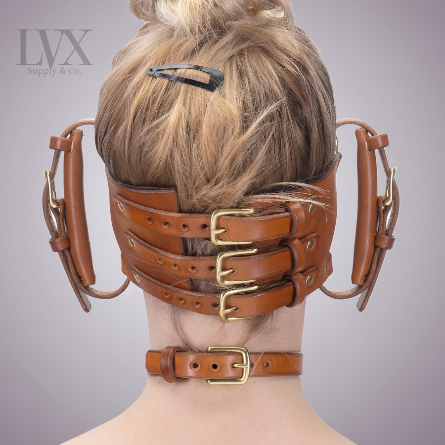 Face F*ck Harness | BDSM Head Harness | Leather Bondage Harness BDsM Harness Submissive Slave Toys bdsm-gear | Handmade by LVX Supply Image # 34913