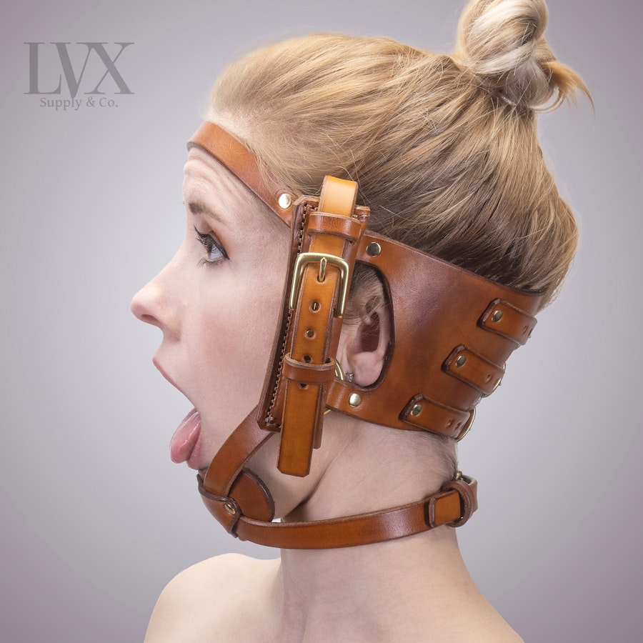 Face F*ck Harness | BDSM Head Harness | Leather Bondage Harness BDsM Harness Submissive Slave Toys bdsm-gear | Handmade by LVX Supply Image # 34912