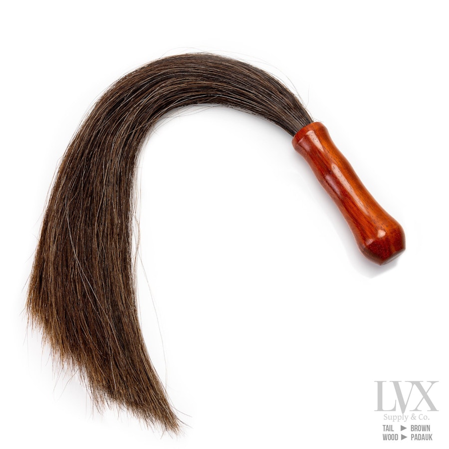 Horse Tail BDSM Flogger with Hand Carved Wood Handle for Pony Play, Sensation Play, Submissive Slave Toys | BDSM Flogging by LVX Supply Image # 34925