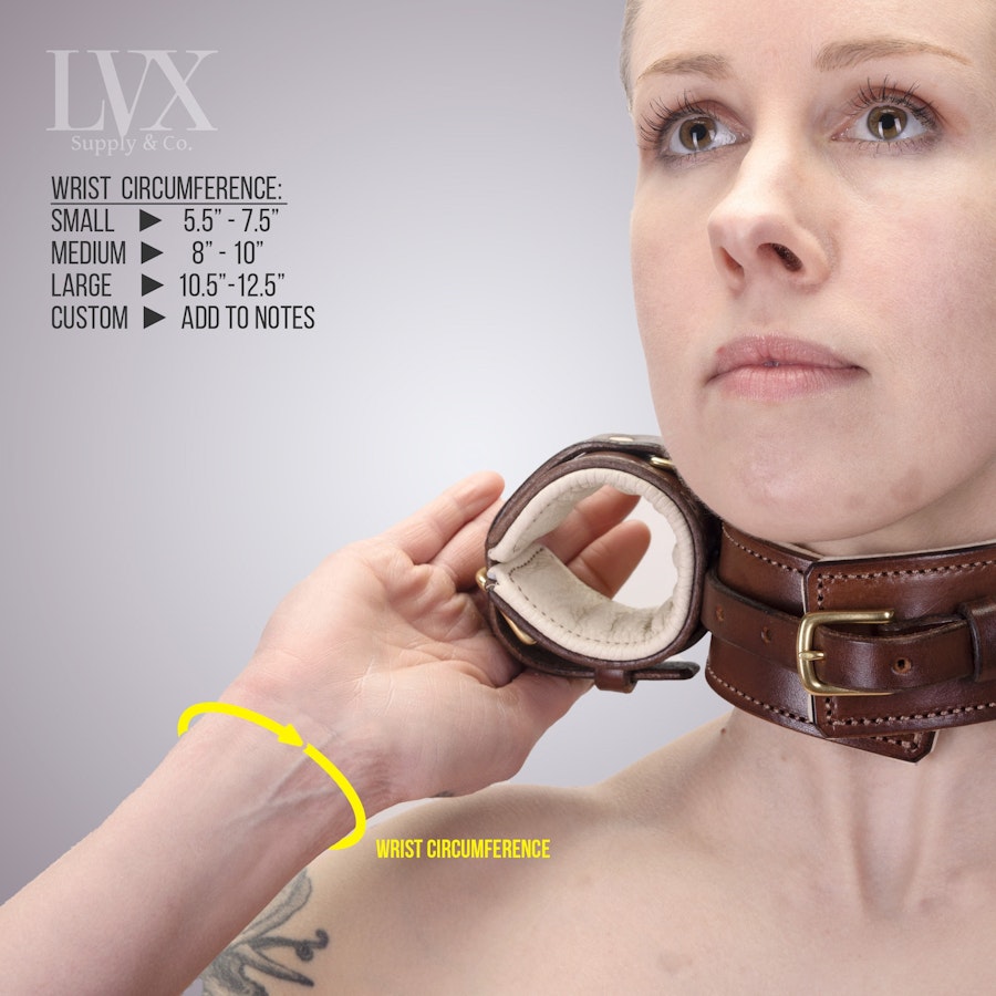 Padded Leather Stocks | Leather BDSM Collar w/ Attached Cuffs | Leather Bondage Harness Set Submissive Slave Toys bdsm-gear | LVX Supply Image # 34703