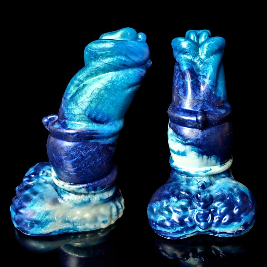 Sylenos - Marble Color - Custom Fantasy Dildo with Knot - Silicone Satyr Style Sex Toy Image # 34501