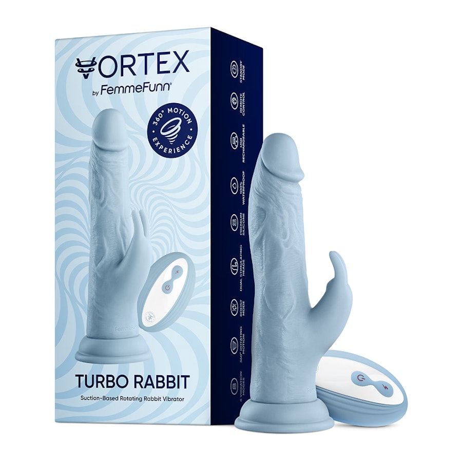 FemmeFunn Vortex Turbo Rabbit 2.0 8 in. Dual Stimulation Vibrating Dildo Image # 56549