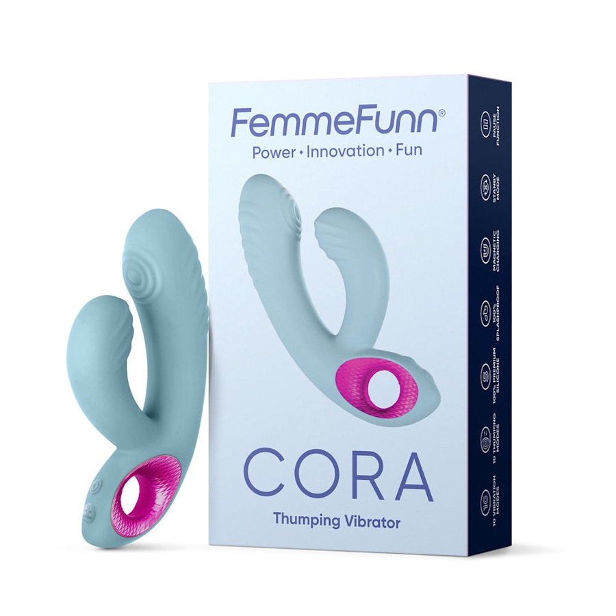 FemmeFunn Cora Rechargeable Silicone Thumping Dual Stimulation Vibrator Image # 56211