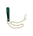 7 Piece Bondage Kit "Mona", Italian Leather Green BDSM Set, Wrist and Ankle Cuffs, Thigh Cuffs, Collar, Chain Leash, Custom Engraving Thumbnail # 57525