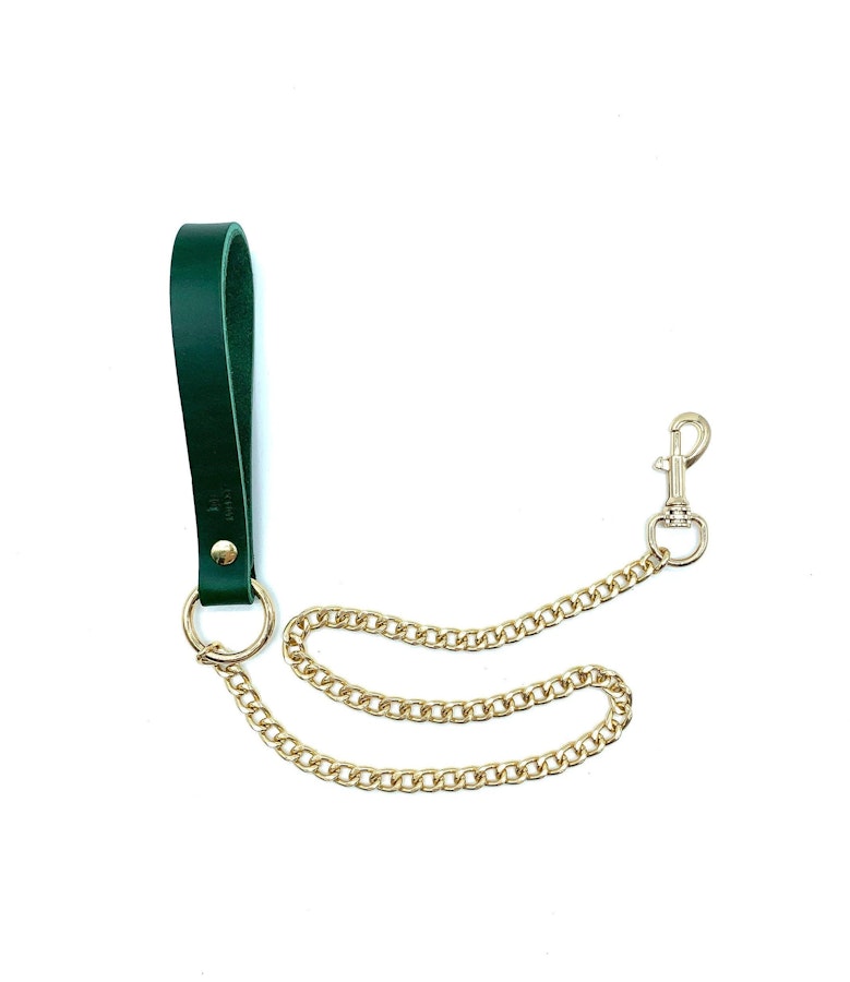 Leather Collar and Leash, "Mona", Emerald Green Italian Leather Choker, Neck Restraint for BDSM Bondage Submissive, Custom Engraving Image # 57537