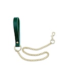 Leather Collar and Leash, "Mona", Emerald Green Italian Leather Choker, Neck Restraint for BDSM Bondage Submissive, Custom Engraving Thumbnail # 57537