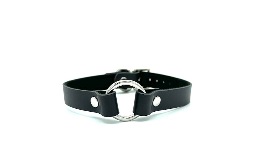 O-Ring Collar, BDSM Day Collar, Bondage "Oria" Leather Choker, Slave Submissive Collar, Discreet Collar, Gothic Necklace, Custom Engraving Image # 57640