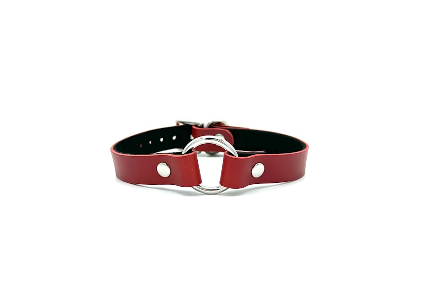 O-Ring Collar, BDSM Day Collar, Bondage "Oria" Leather Choker, Slave Submissive Collar, Discreet Collar, Gothic Necklace, Custom Engraving Image # 57641
