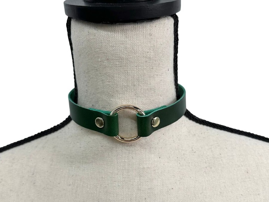 O-Ring Collar, BDSM Day Collar, Bondage "Oria" Leather Choker, Slave Submissive Collar, Discreet Collar, Gothic Necklace, Custom Engraving Image # 57638