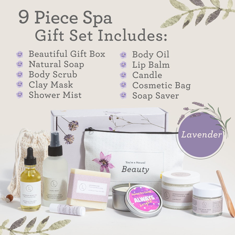 Lavender Self Care, Gift Basket for Woman, Gift Box, Spa Gift Set, Pampering Gift Box, Gift for Her, Care Package, Skin Care Box, Relaxation Image # 59082