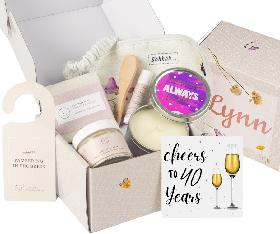 Birthday Gifts for Her, 40th Birthday Gift for Woman, Happy 40, Gift Box, Spa Gift Set, Mom Birthday Gift, Turning Forty, Best Friend Gift