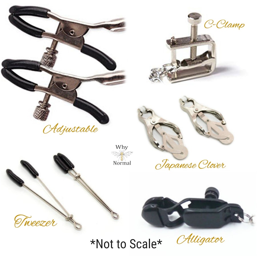 Clit Clamp and Nipple Dangle Set with Elegant Gems. Choose Nipple Nooses or Clamps. MATURE Jewelry, BDSM Image # 62456