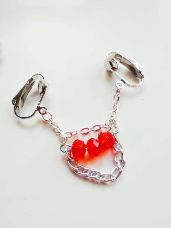 Red Crystal Labia Chain, Non Piercing Clitoral Jewelry, DDLG, Vaginal Dangle, Sexy VCH, Gift for lovers, Fetish BDSM, Mature fun sex toys photo