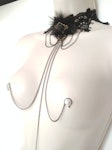 Black Choker Necklace to Nipple Chain and Clit Clip, Kinky Domina Lingerie, Sexy Stripp Nipple rings, Fetish, Bondage, BDSM Mature sex toys Thumbnail # 67238