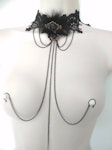 Black Choker Necklace to Nipple Chain and Clit Clip, Kinky Domina Lingerie, Sexy Stripp Nipple rings, Fetish, Bondage, BDSM Mature sex toys Thumbnail # 67242