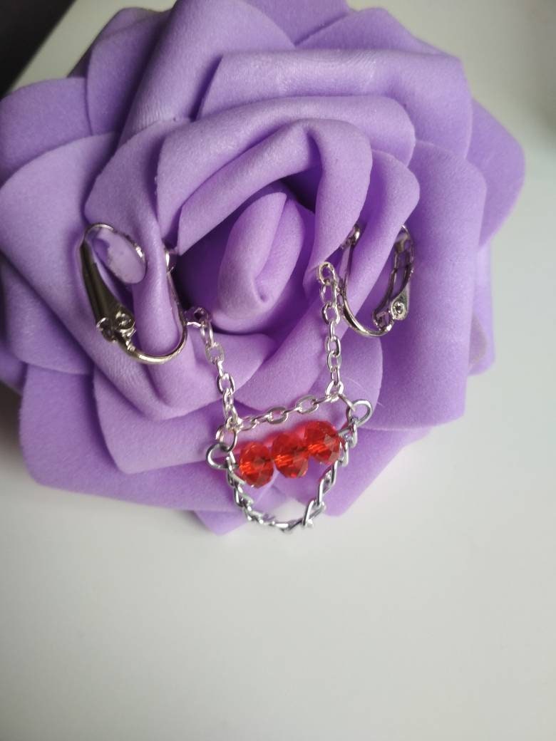 Red Crystal Labia Chain, Non Piercing Clitoral Jewelry, DDLG, Vaginal Dangle, Sexy VCH, Gift for lovers, Fetish BDSM, Mature fun sex toys photo