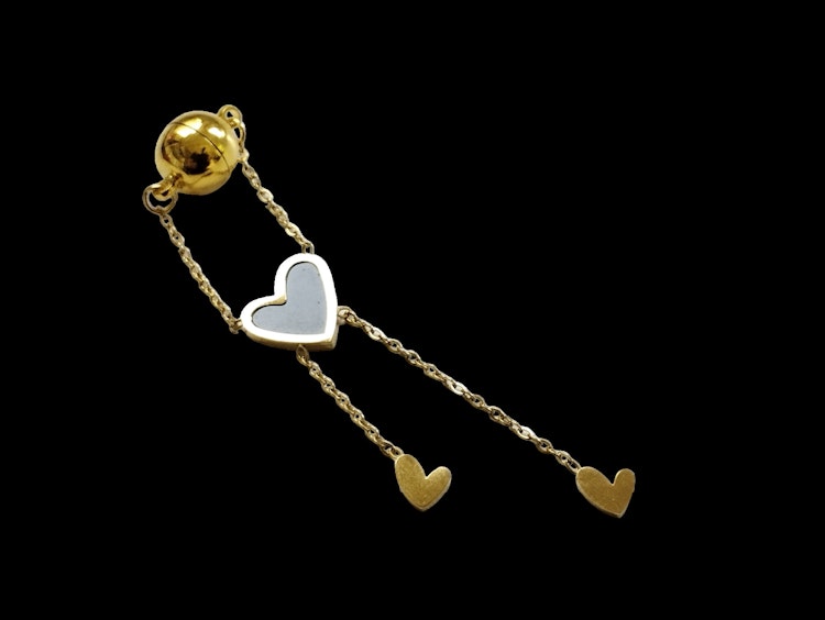 Magnetic Clitorial Clamp Dangle Heart, Gold Stainless Steel VCH Jewelry, Non Piercing intimate Vaginal Clit Clip, BDSM Mature sex toy gift photo