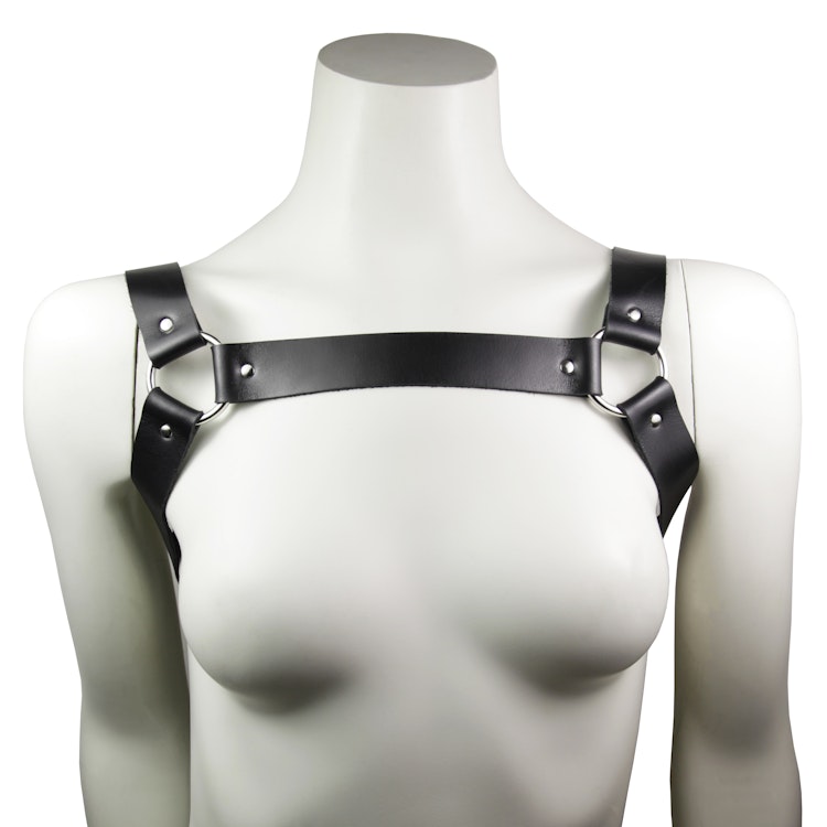 Leather Chest Harness Black 3CM photo